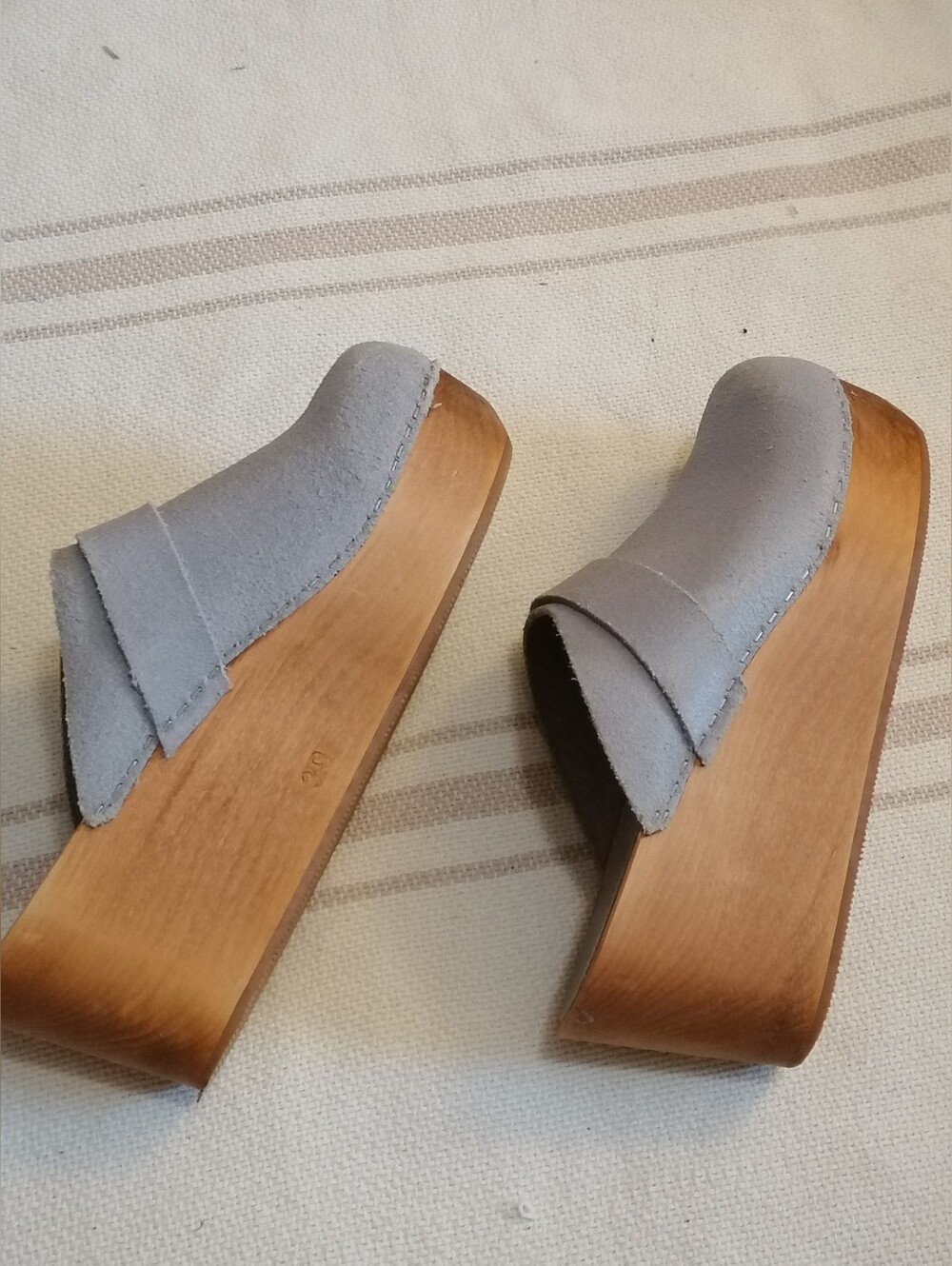 Rare light blue suede Slide Sanita Clogs - Platform Wooden Sole